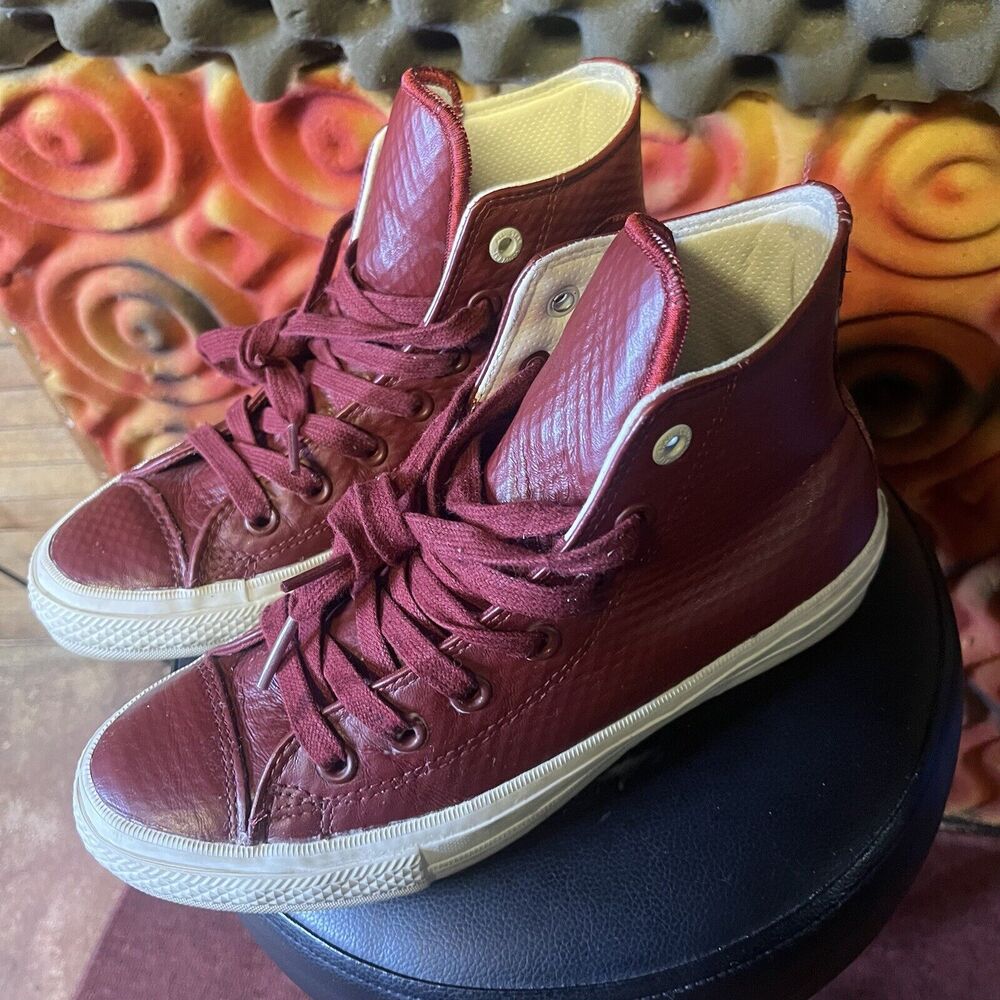 Converse Chuck Taylor II Hi 'Red Block' Leather Sneakers Womens Size 8